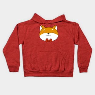 Bow Tie Shiba Face Kids Hoodie